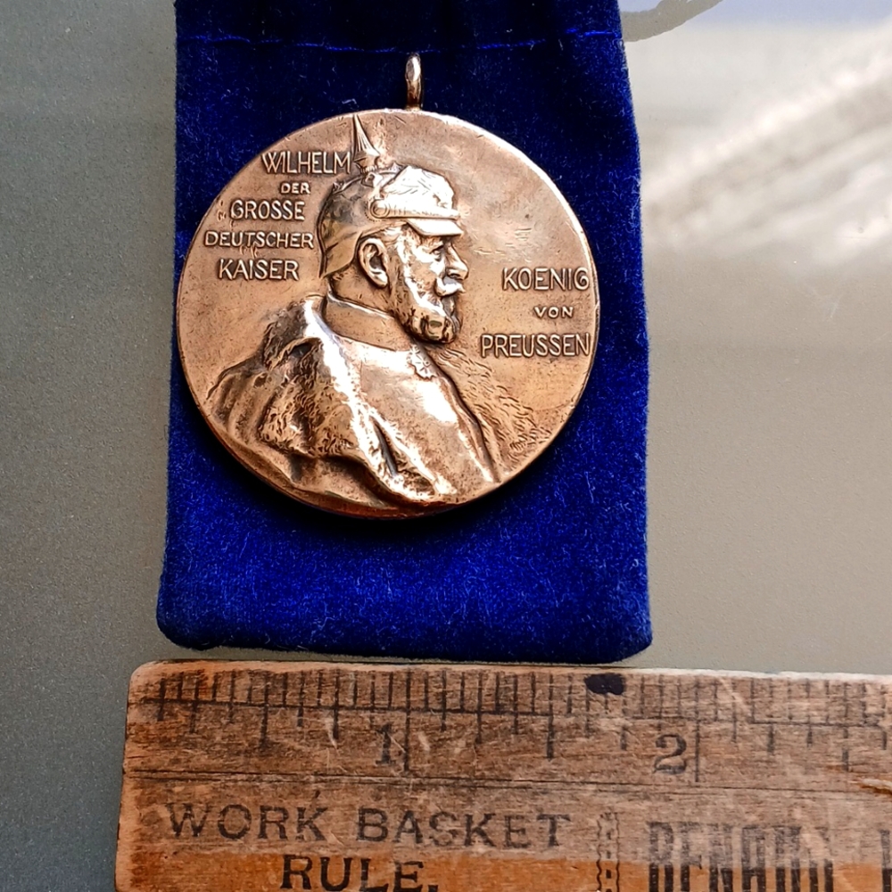 Antique Bronze Pendant Medal with Wilhelm Der Grosse